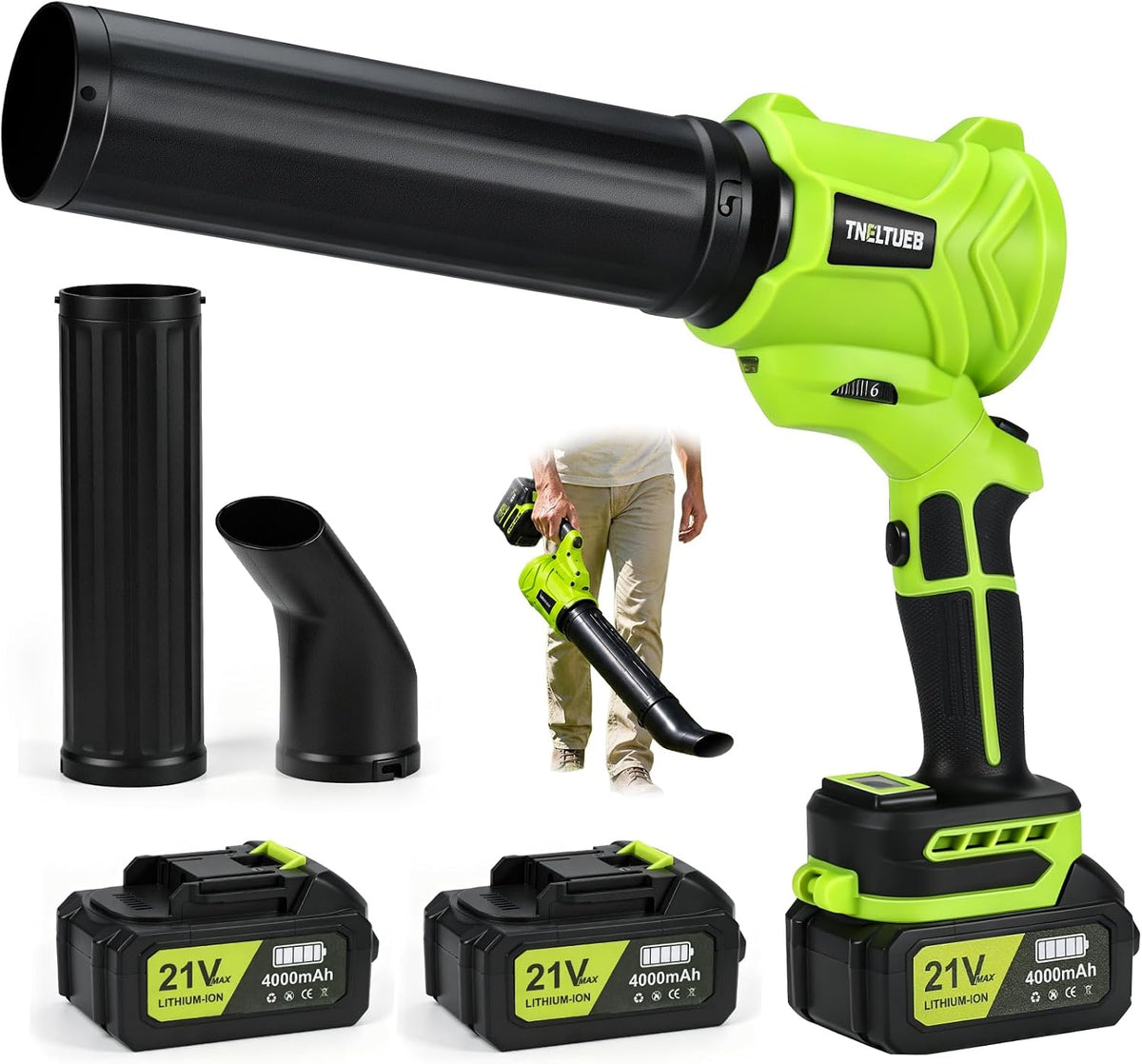 Cordless Leaf Blower Lightweight Handheld Blowers for Lawn Care, Green