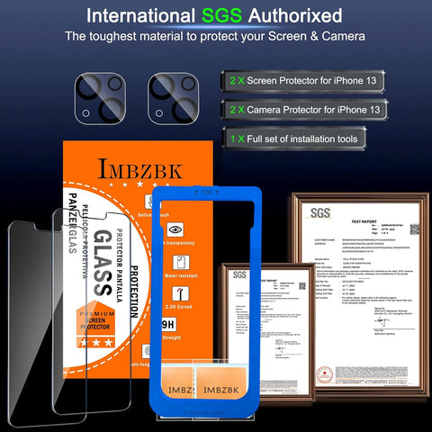 IMBZBK for iPhone 13 Screen Protector, 9H+ Tempered Glass, 2+2 Pack