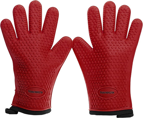 KITCHEN PERFECTION Silicone Smoker BBQ Gloves - Heat Resistant Oven Mitts