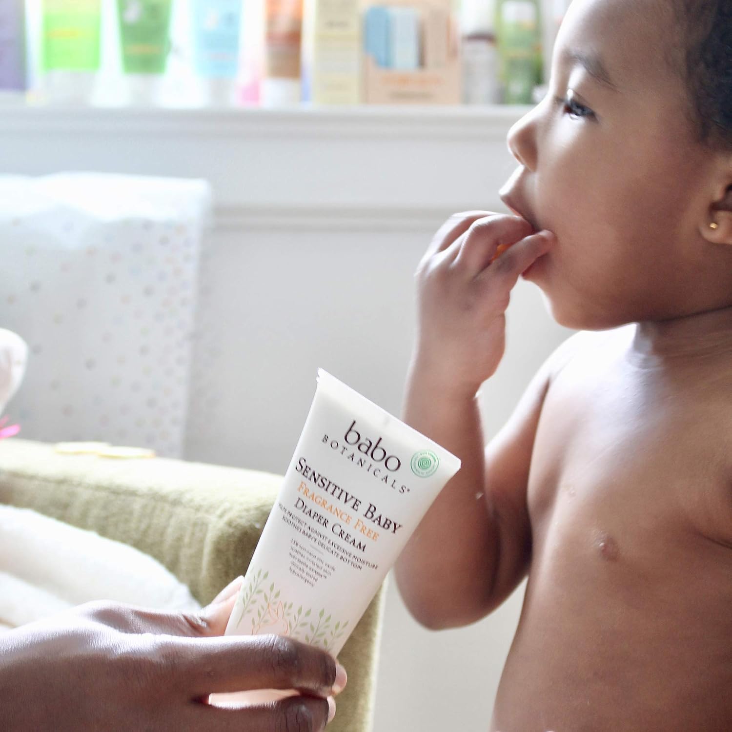 Babo Botanicals Sensitive Baby Fragrance-Free Diaper Cream - 25% Natural Zinc Oxide - Calendula, Shea & Cocoa Butter - EWG Verified - Vegan- From birth on