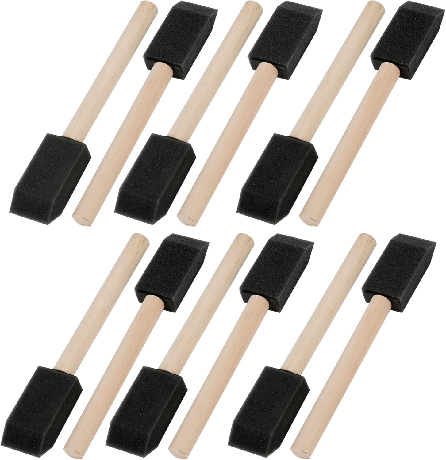 Mister Rui 1 Inch Foam Paint Brushes, 12 Pack – High Density Poly Sponge Brushes for Painting, Mod Podge, Decoupage, Crafts & Cleaning