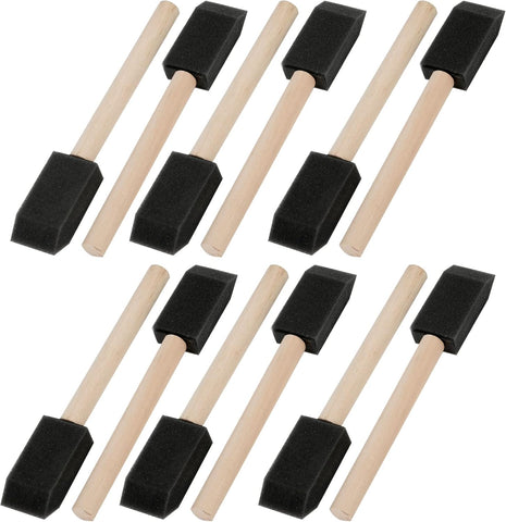 Mister Rui 1 Inch Foam Paint Brushes, 12 Pack – High Density Poly Sponge Brushes for Painting, Mod Podge, Decoupage, Crafts & Cleaning