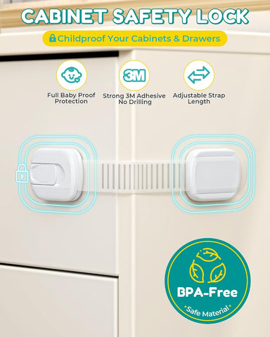 Niunuerga Cabinet Locks Baby Proofing - 14 Pack Child Safety Latches White