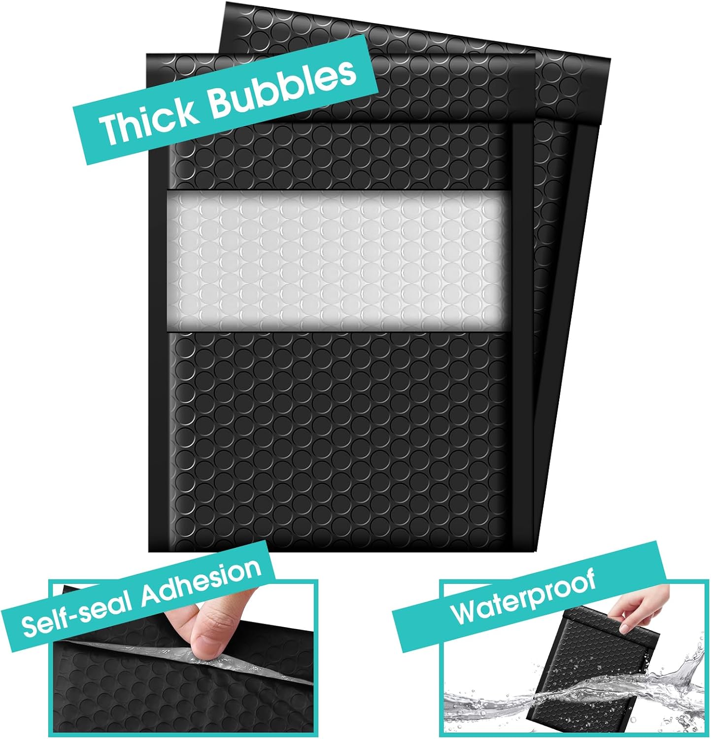 Fuxury Bubble Mailers Bulk 6x10“ 600 Pack Black Padded Envelopes