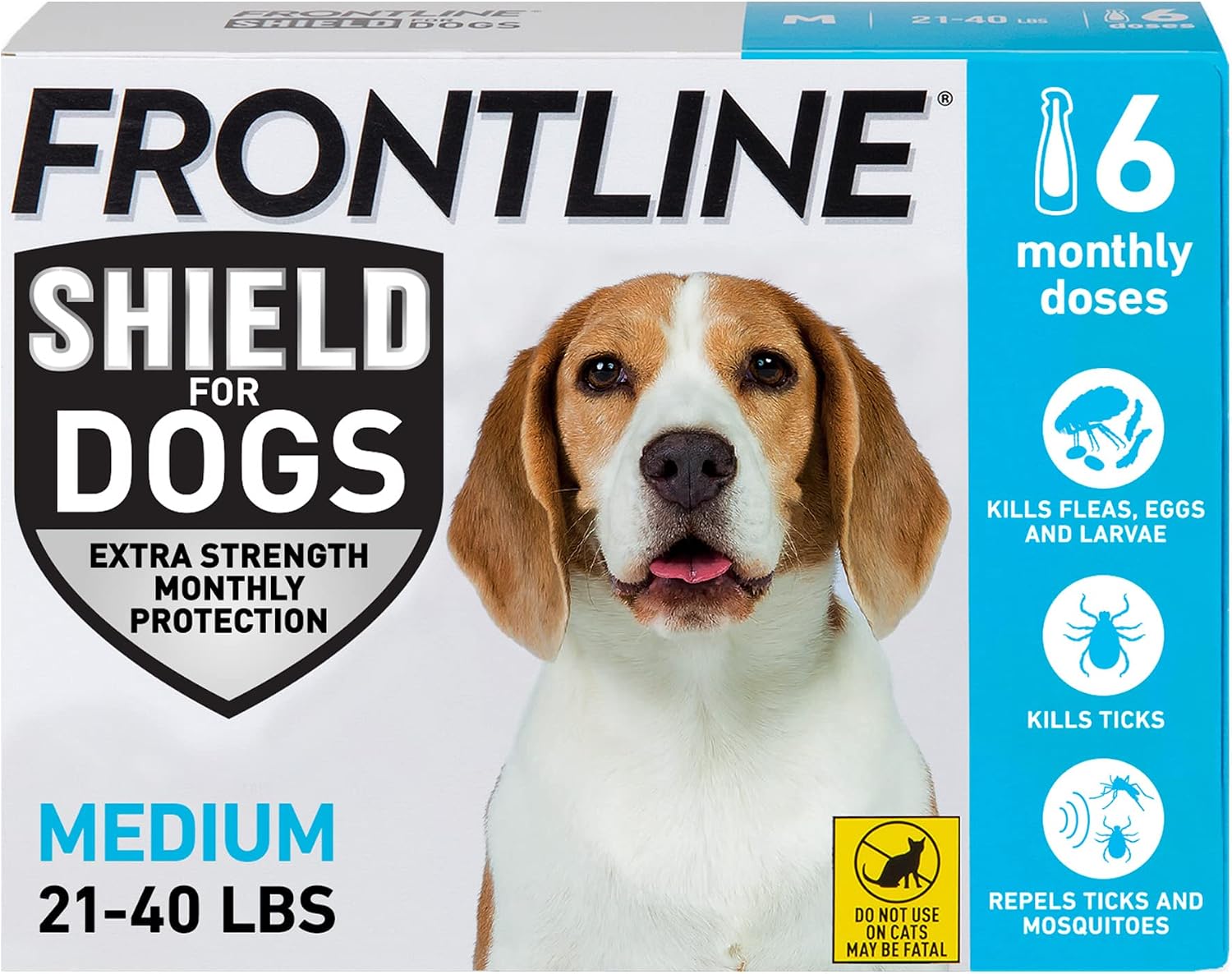 FRONTLINE Shield Flea & Tick Treatment for Dogs 21-40 lbs. (Blue) Count of 6