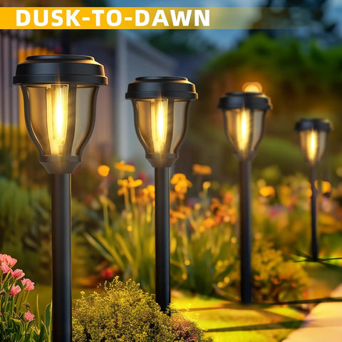DERAYSION Solar Lights Outdoor, LED Solar Pathway Lights Garden Lights