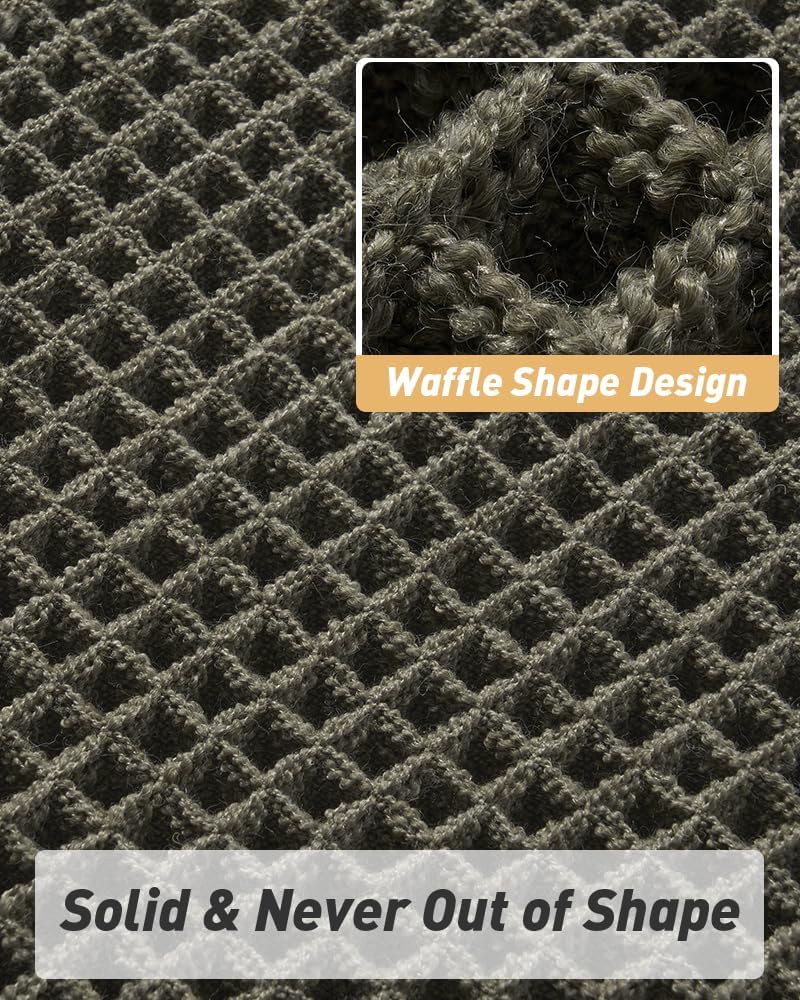 Upgraded Waffle Bath Mat Set of 2 Absorbent Bathroom Mat 17"x24" + 17"x48"