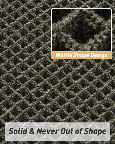 Upgraded Waffle Bath Mat Set of 2 Absorbent Bathroom Mat 17"x24" + 20"x32"