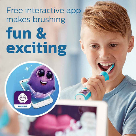 Philips Sonicare for Kids Rechargeable Electric Toothbrush, 1 Brush Head | 2 Intensities, App Connected, 2-Minute Guided Timer, Includes Brush Head, Pink, HX6351/41