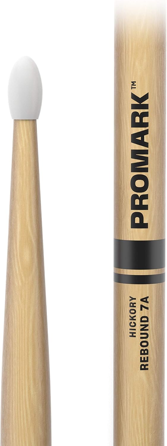 ProMark Rebound 7A Hickory Drumsticks, Oval Nylon Tip, 1 Pair