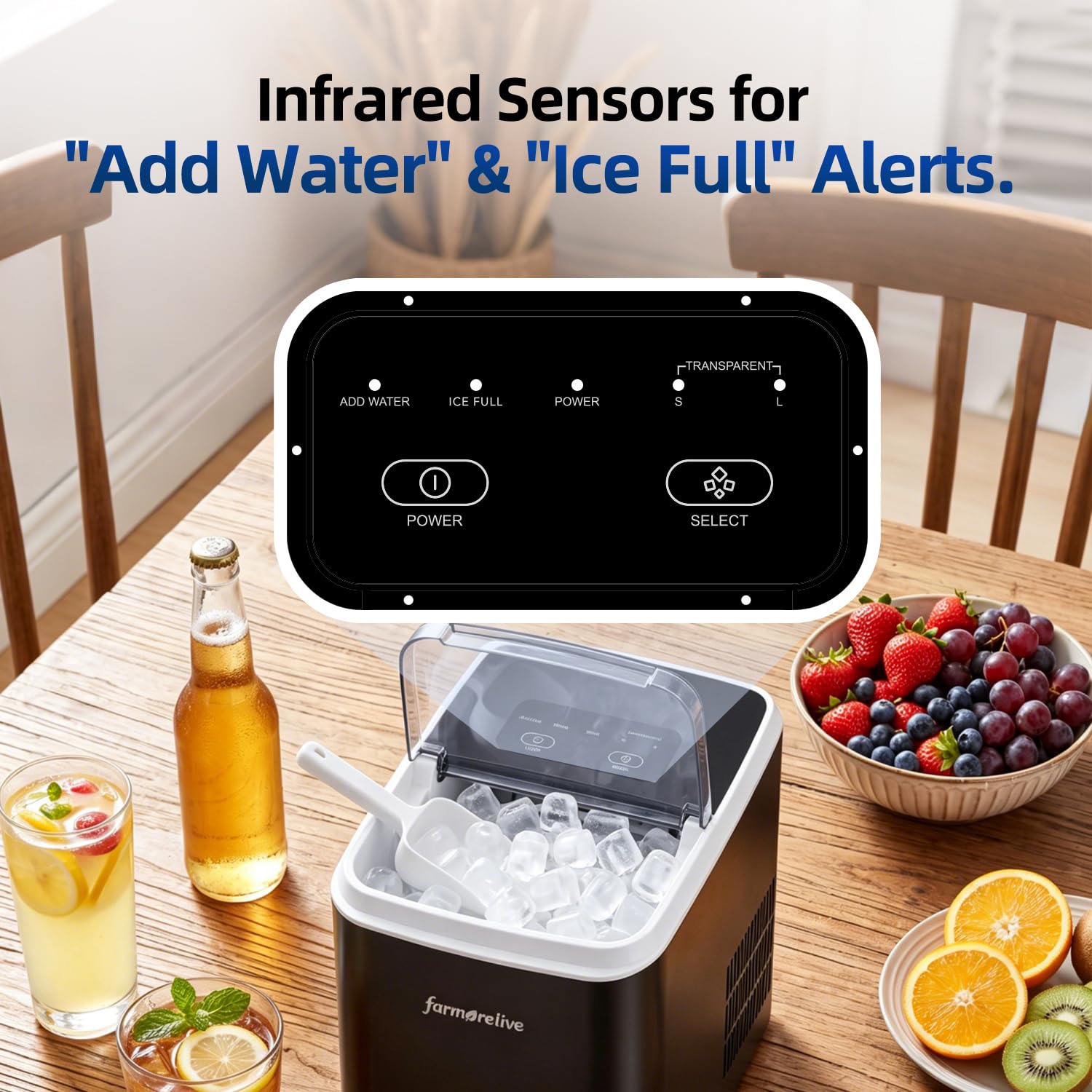 Portable Ice Maker Countertop, Stainless Steel