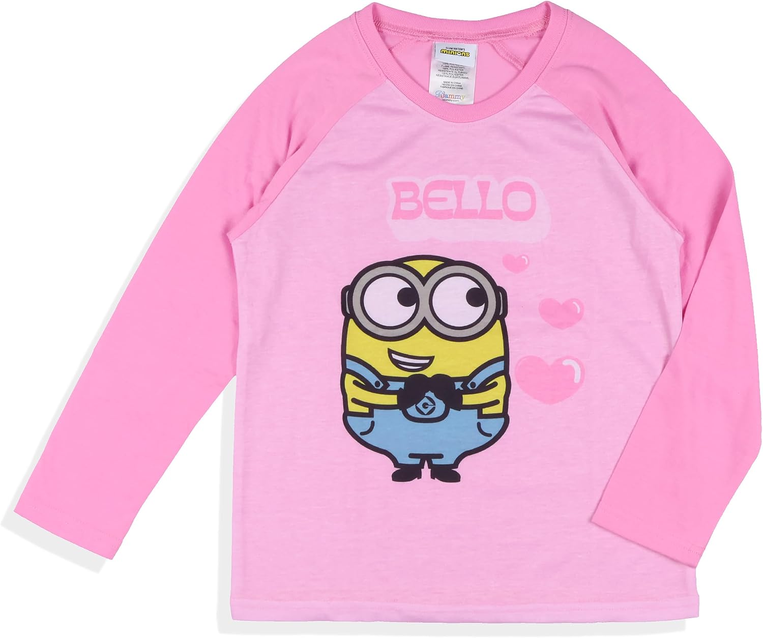 INTIMO Despicable Me Girls' Minions Bello Hearts Sleep Lounge Pajama Shirt and Pants Set