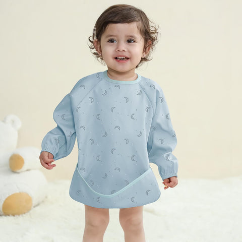Susurration Baby Long Sleeve Bib Waterproof Sleeved Bib Smock for Baby