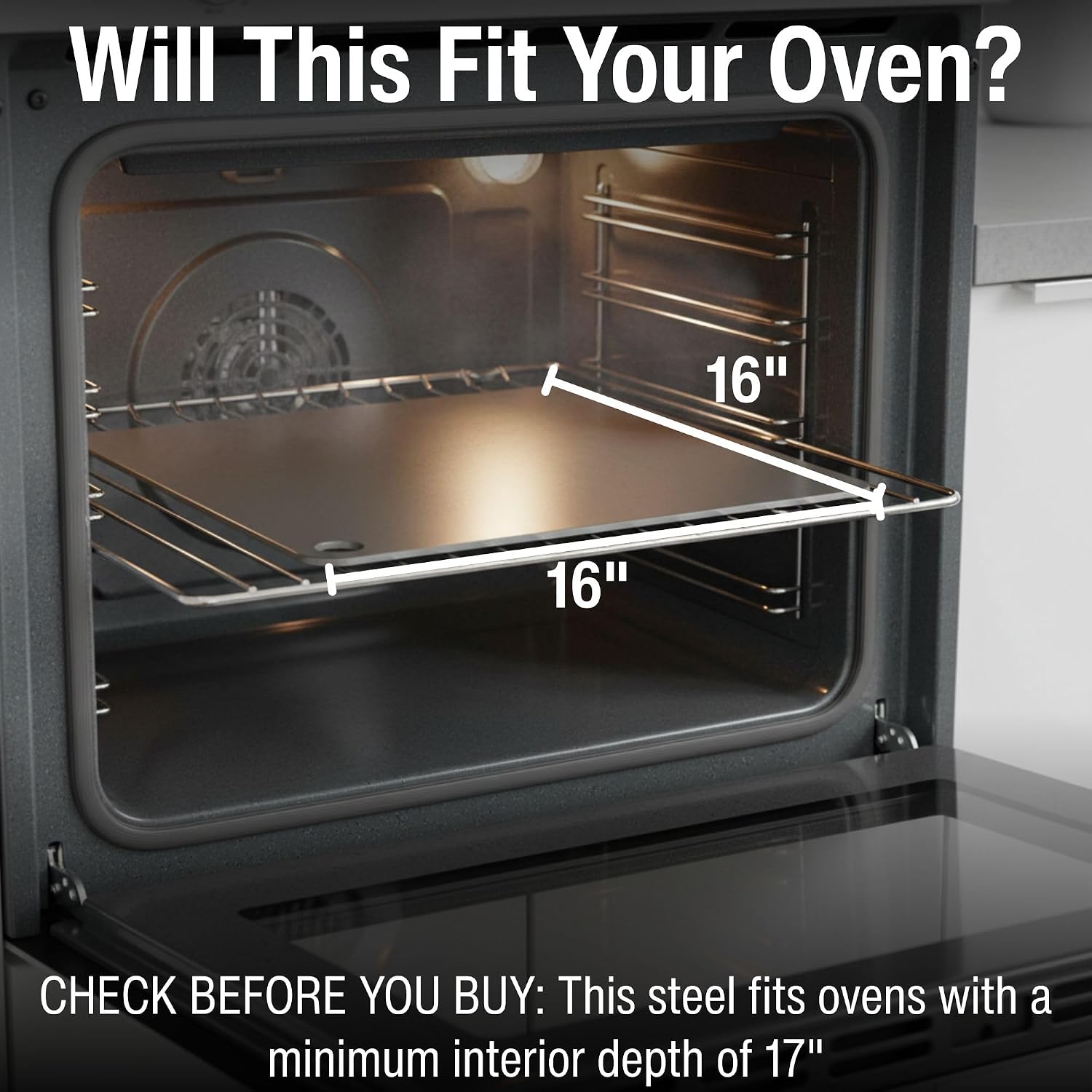 ThermiChef 16" x 16" Pizza Steel - 1/4" Steel, 17.6 lbs