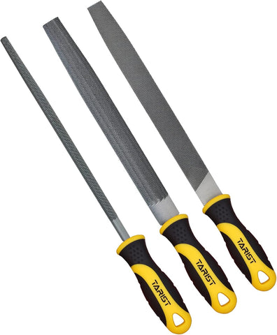 TARIST 3-Piece 8" Wood Rasp File Set, Includes Flat/Half-Round/Round. For Woodworking & Sharping Wood