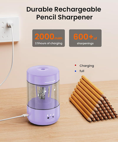 Electric Pencil Sharpener for Classroom, Fully Automatic, Purple