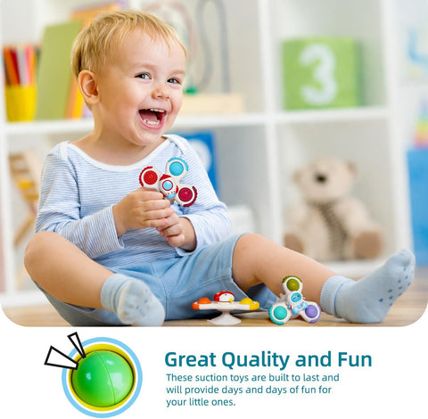 LiKee Strong Suction Cup Rotating Toys, Bath & Travel Toy, for Baby 10M+