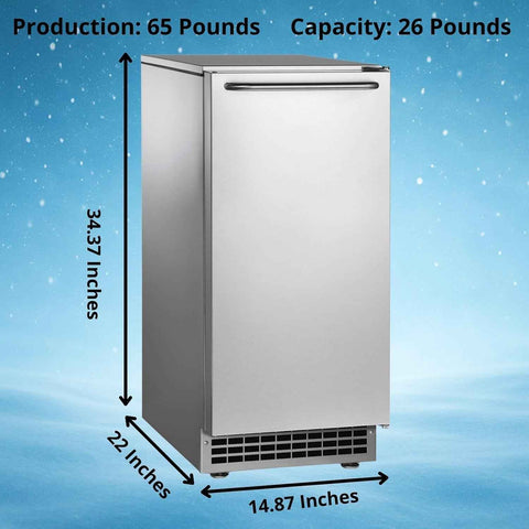 Scotsman Undercounter Gourmet Cube 50" Ice Maker - 65 lb/Day, 26 lb Storage Bin