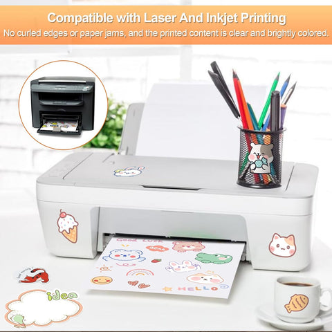 Printable Sticker Paper for Inkjet Printer, 40 Sheets 8.5"x11'' Matte Sticker Printer Paper Full Sheet Labels for Laser/Inkjet Printers, Letter Size