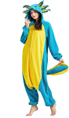 DarkCom Kid-Adult Animal Onesie Axolotl Halloween Costume Christmas Pajama