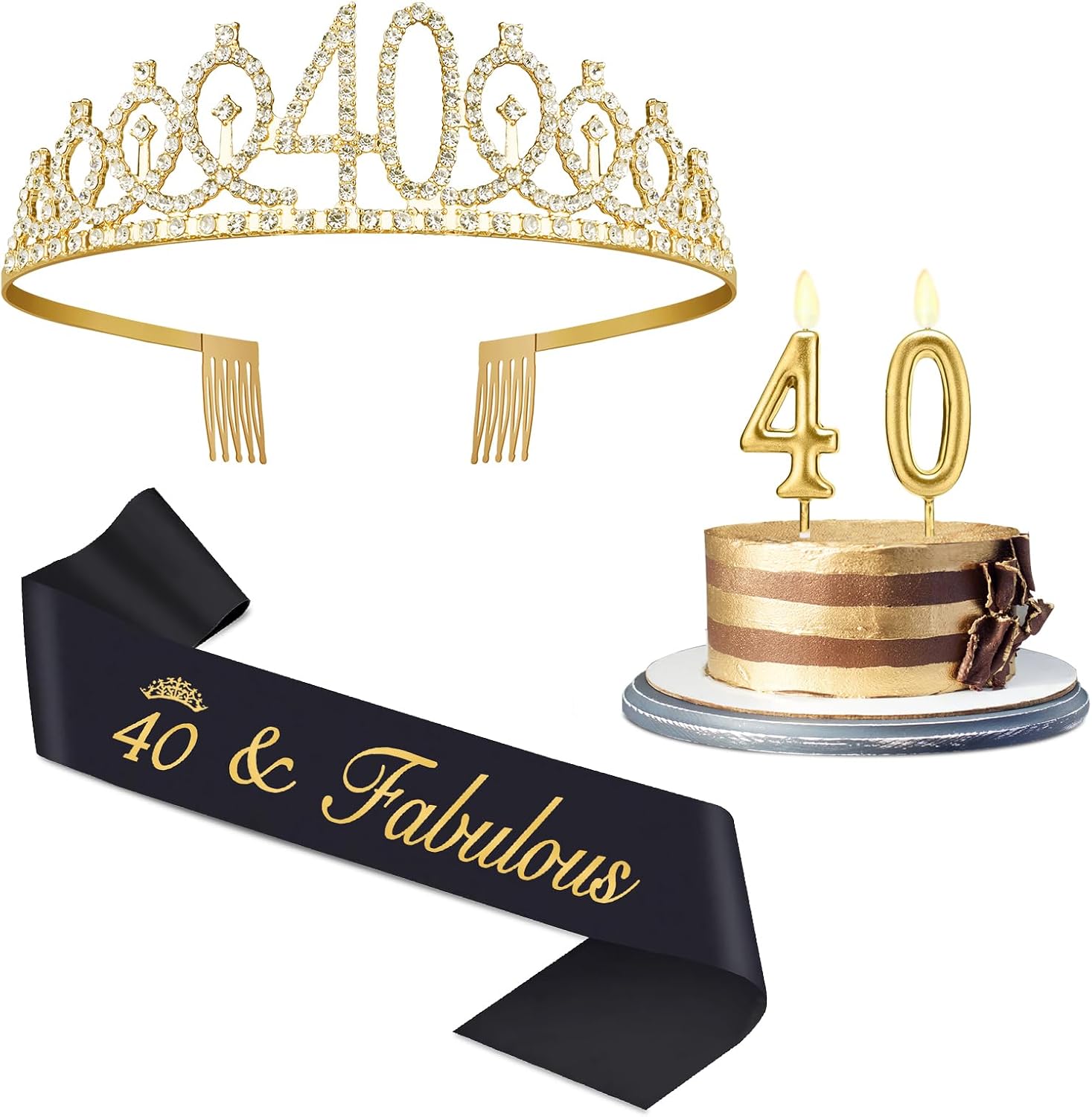 40th Birthday Decorations for Women Gold and Black