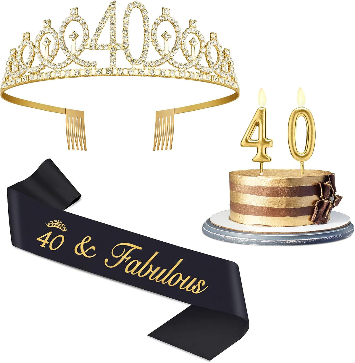 40th Birthday Decorations for Women Gold and Black
