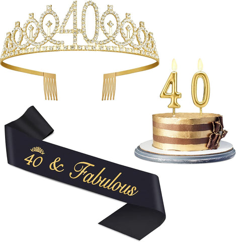 40th Birthday Decorations for Women Gold and Black