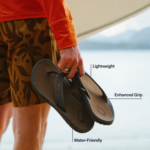 OluKai Ohana Men's Sandals, Water Resistant Flip Flops with Arch Support