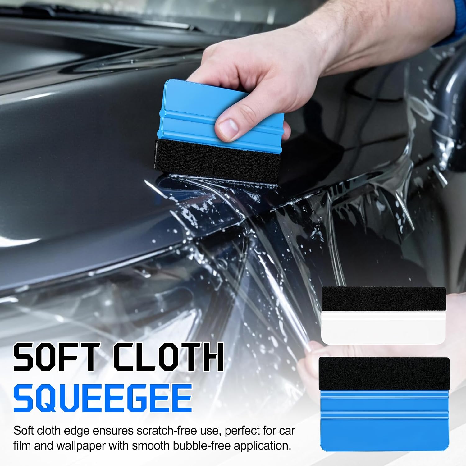 SINGARO Car Window Tint Kit, 9PCS Vehicle Glass Protective Film Wrapping Installation Set, Auto Vinyl Wrap Tinting Tools Included Vinyl Squeegee, Felt Squeegee, Cutter with Replacement Blades