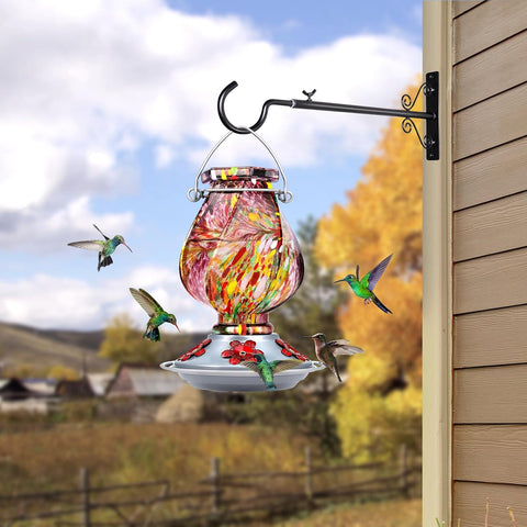 BOLITE Hummingbird Feeders for Outdoors Hanging, Hand Blown, Purple, 22oz