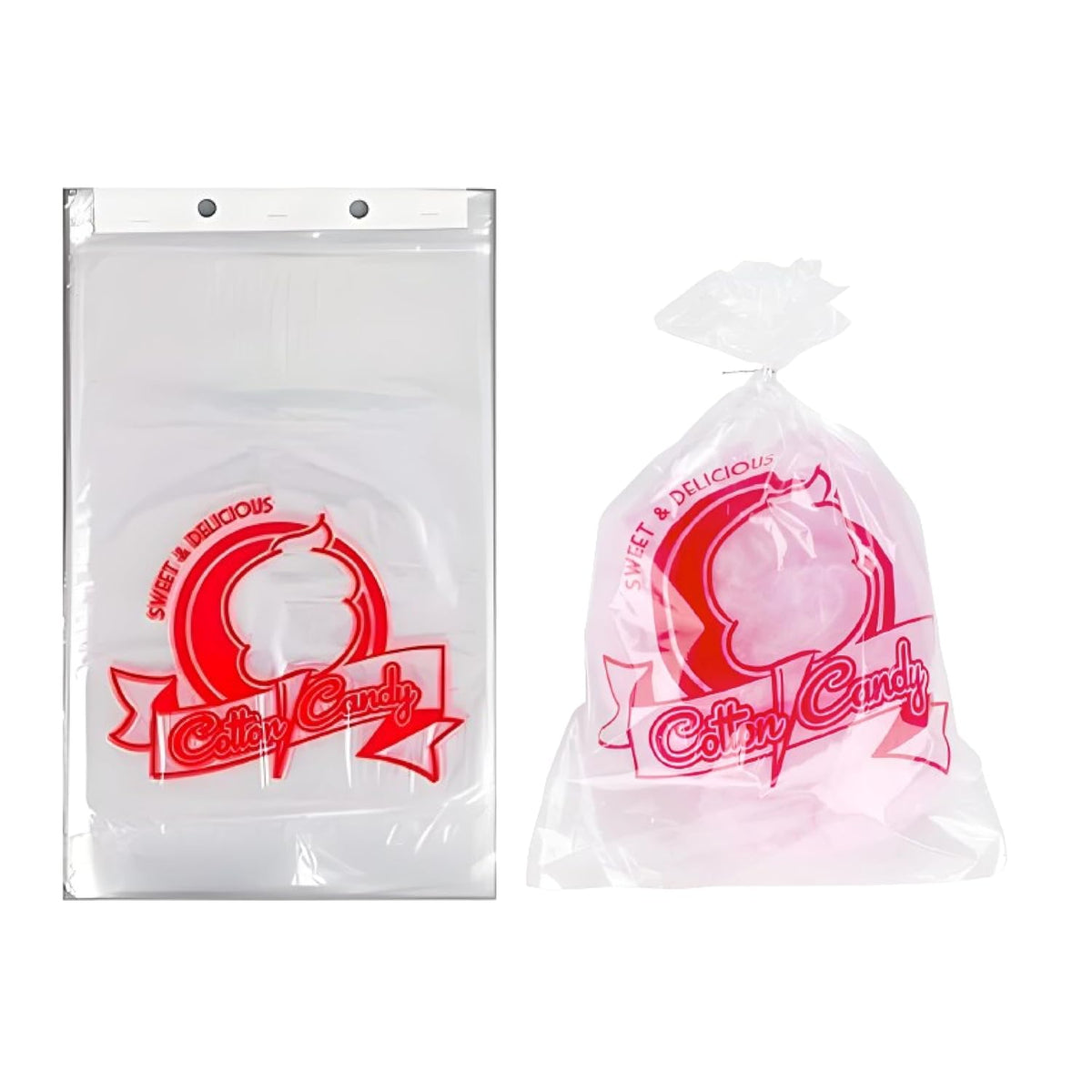Concession Essentials Cotton Candy Bags-300CT with Twist Ties, 0.5" Height, 18" Width, 12" Length (Pack of 300)