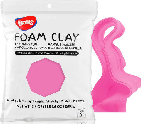 BOHS Foam Clay, Pink Air Dry Modeling Clay, 1.1 lb