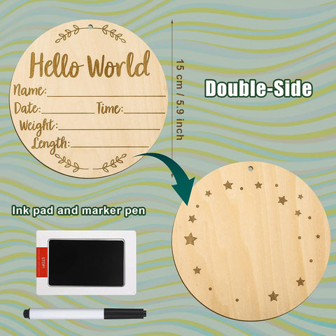Baby Announcement Sign with Ink Pad, Hello World Newborn Sign