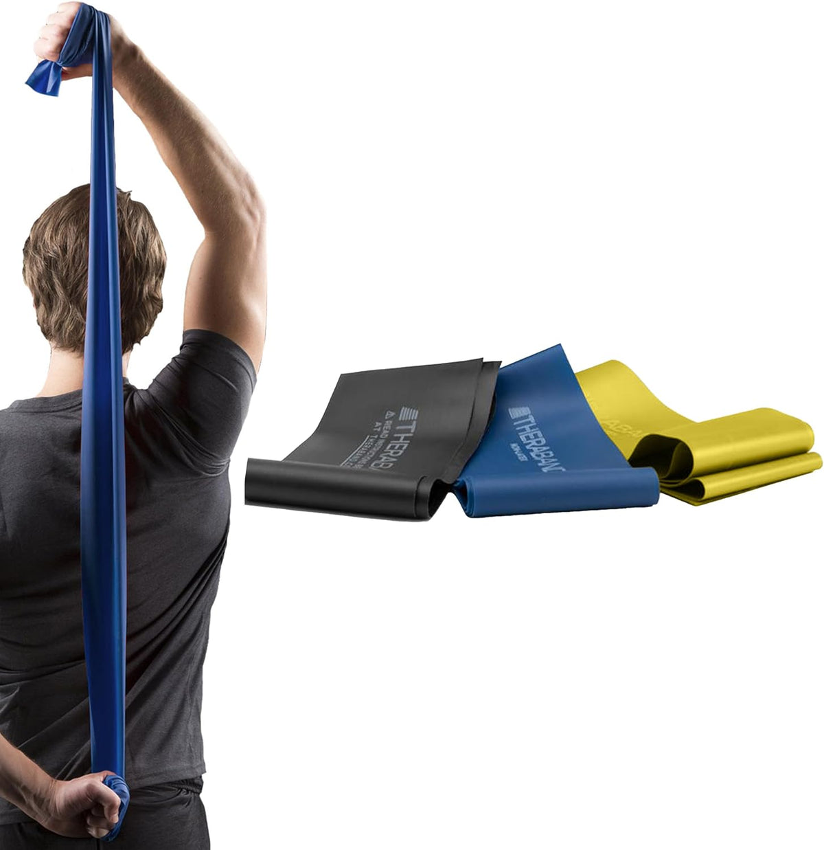 THERABAND Resistance Bands Set, Elastic Bands for Exercise & Physical Therapy, Strength Training for Upper & Lower Body Fitness