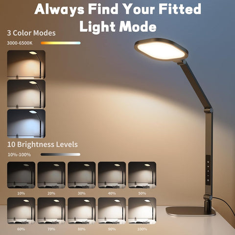 LitONES Desk Lamp for Home Office, Tall Computer Ring Light with CRI 97.8
