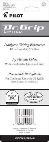 Pilot Dr. Grip Limited Refillable & Retractable Gel Pen, Black, Single Pen