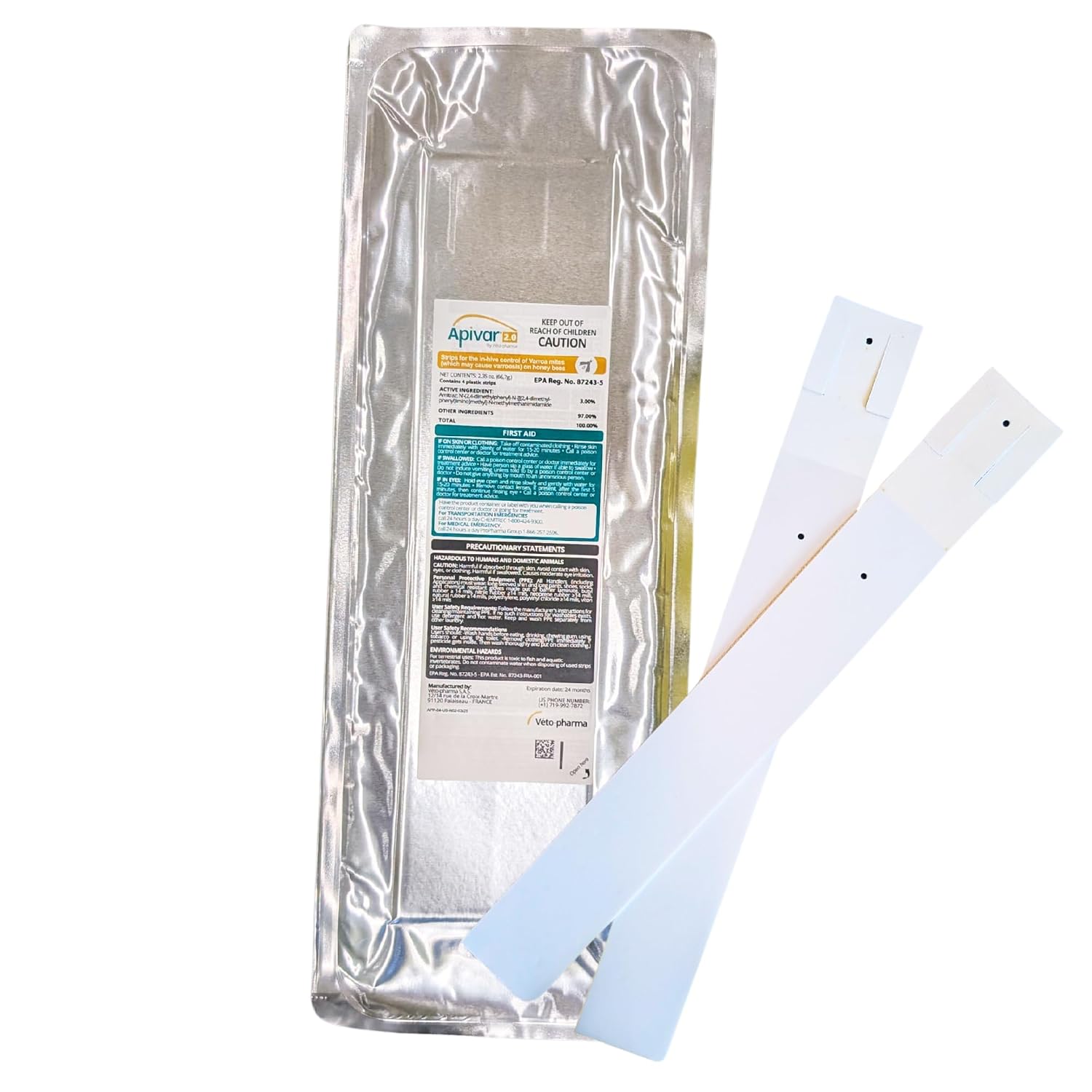 Apivar® 2.0 Amitraz Strips for Varroa Mite Control - 4 Strips