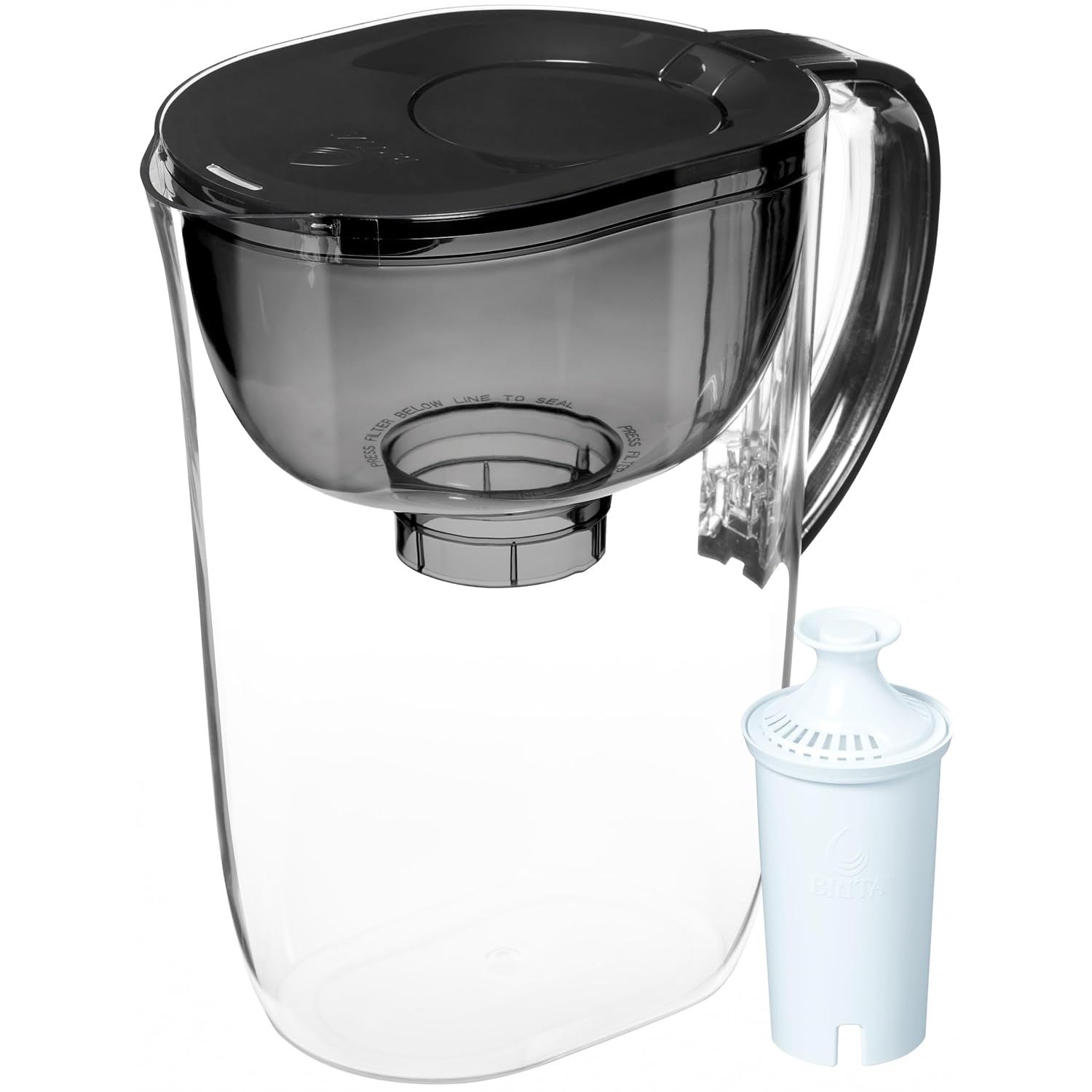 Brita Small 10 Cup Water Filter Pitcher, 1 BritaPlus Filter, Metro, Black