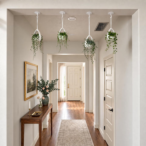 Adhesive Ceiling Hooks for Hanging Plants - 3lb 360° Swivel Ceiling Decor