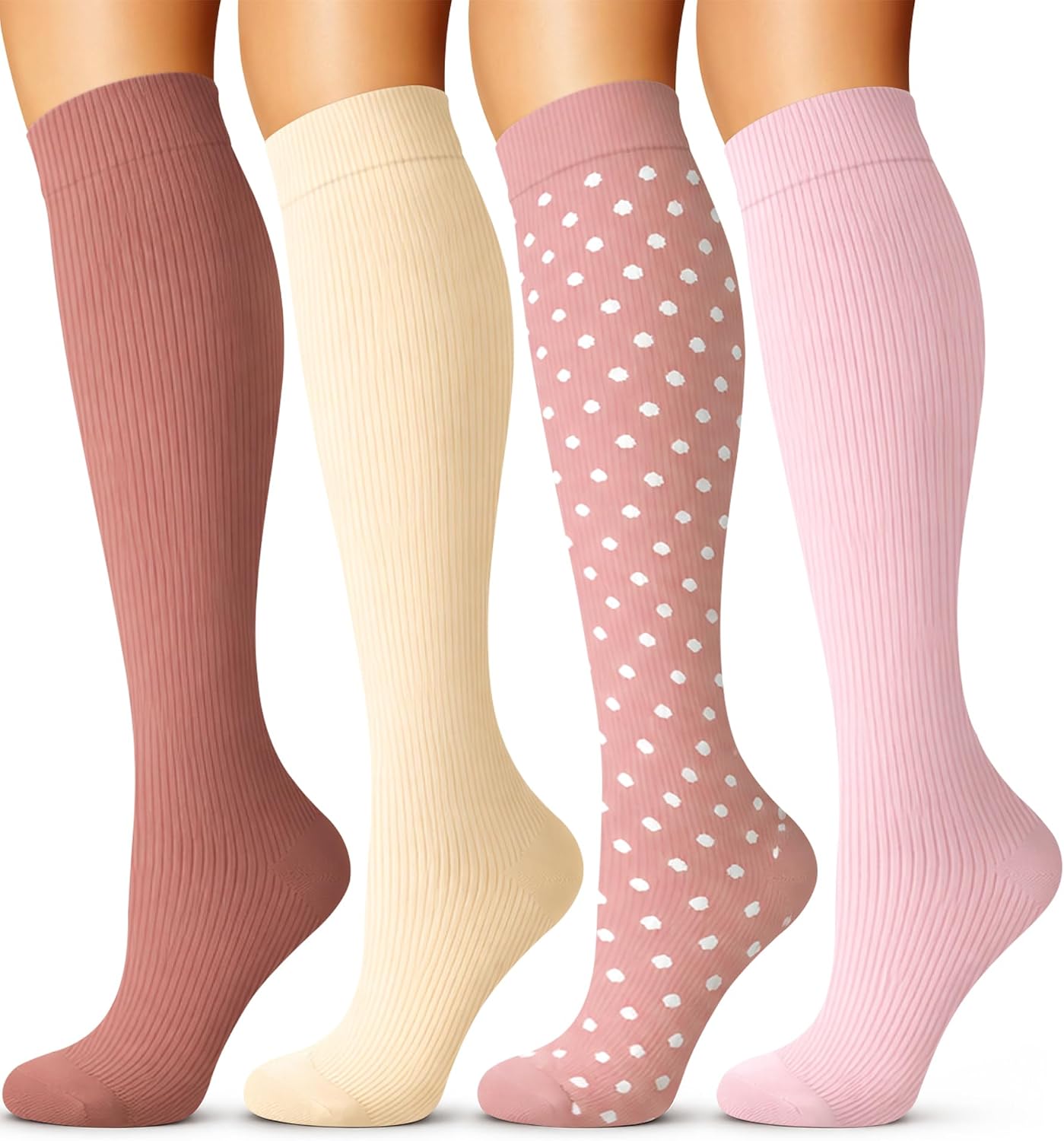 4 Pairs-Compression Socks for Women&Men Circulation-Best Support for Nurses,Running,Athletic