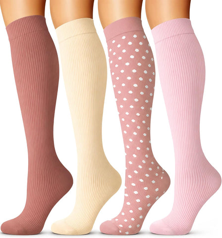 4 Pairs-Compression Socks for Women&Men Circulation-Best Support for Nurses,Running,Athletic