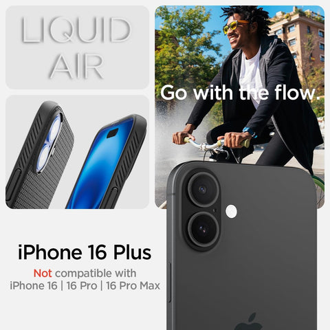 Spigen Liquid Air Designed for iPhone 16 Plus Case [NOT Compatible with MagSafe], [Military-Grade Protection] - Matte Black