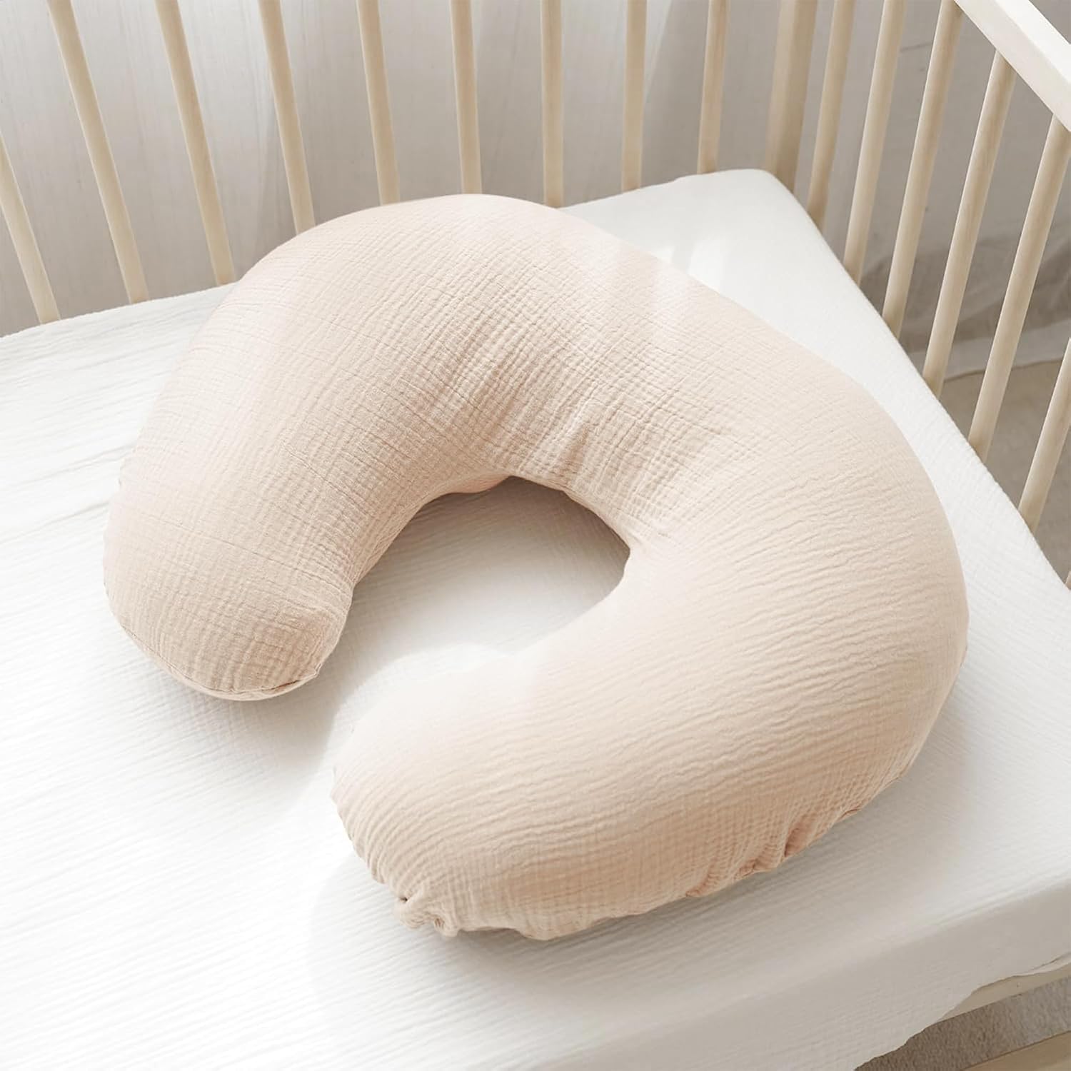 Konssy 2-Pack 100% Cotton Muslin Nursing Pillow Covers, Soft Cover for Baby