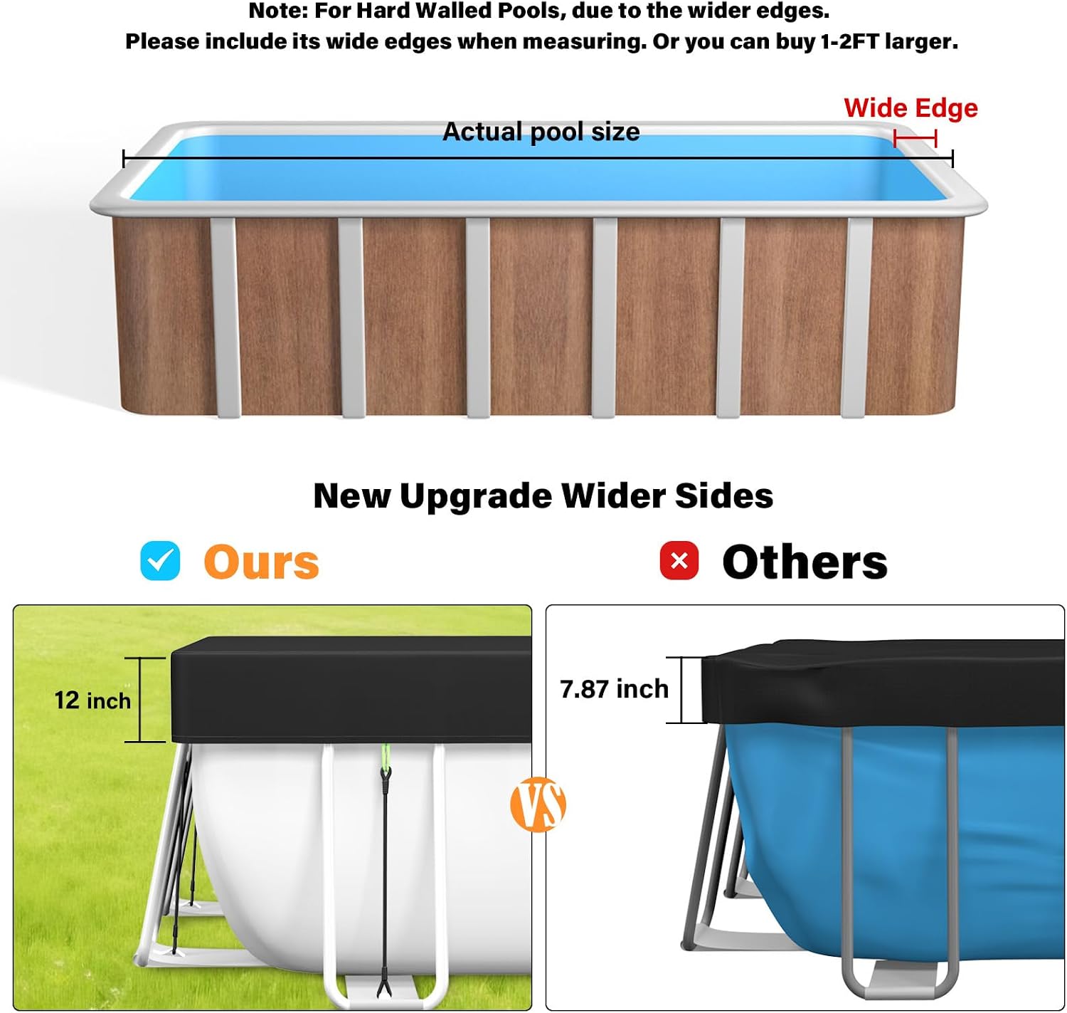 Safana 12x24 ft Rectangle Winter Pool Cover for Above Ground Pool 420D