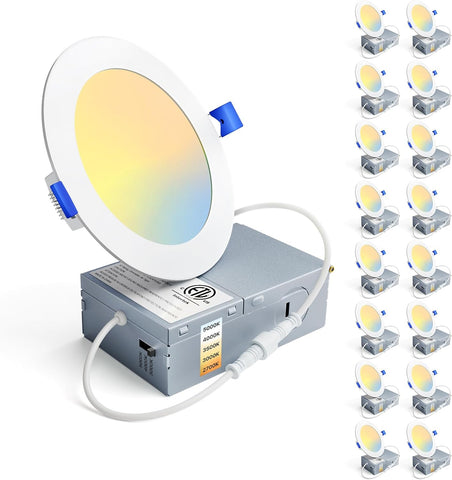 Ensenior 16Pack 4 Inch LED Recessed Ceiling Light, 5CCT, 750LM 9W 120V