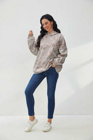 Eutten Womens Camo Hoodies Maple Leaf Print Oversized Hooded Sweatshirt Fleece Pullover Sweatshirts Long Sleeve with Pocket