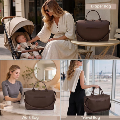 Diaper Bag Tote Convertible Vegan Leather Diaper Tote Backpack Diaper Mommy Bags Hospital Bag Work Totes
