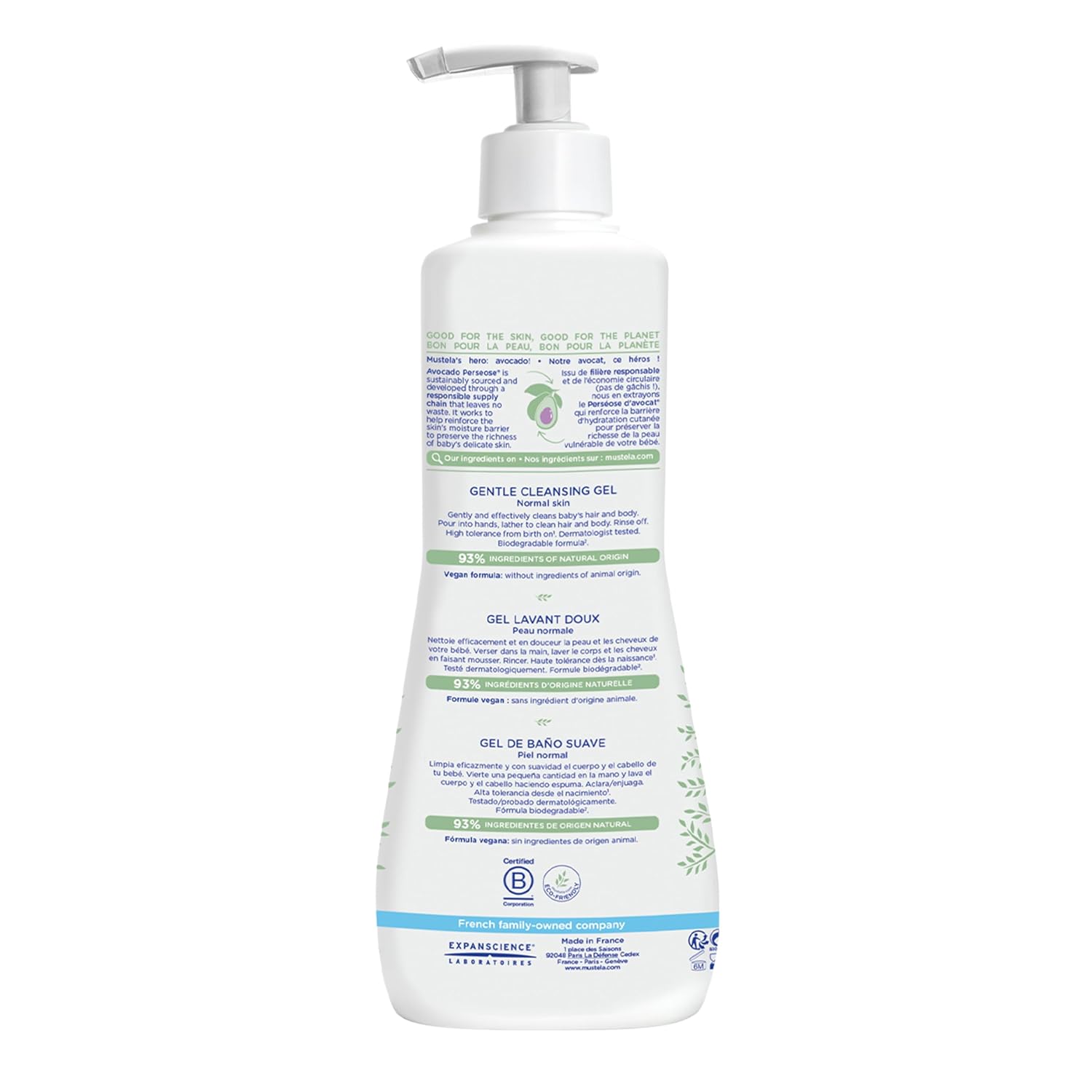 Mustela Gentle Cleansing Gel - Baby Wash for Delicate Skin and Hair - Newborn-Safe Cleanser - Made with with Natural Avocado Perseose - 1 or 2-Pack - Various Sizes