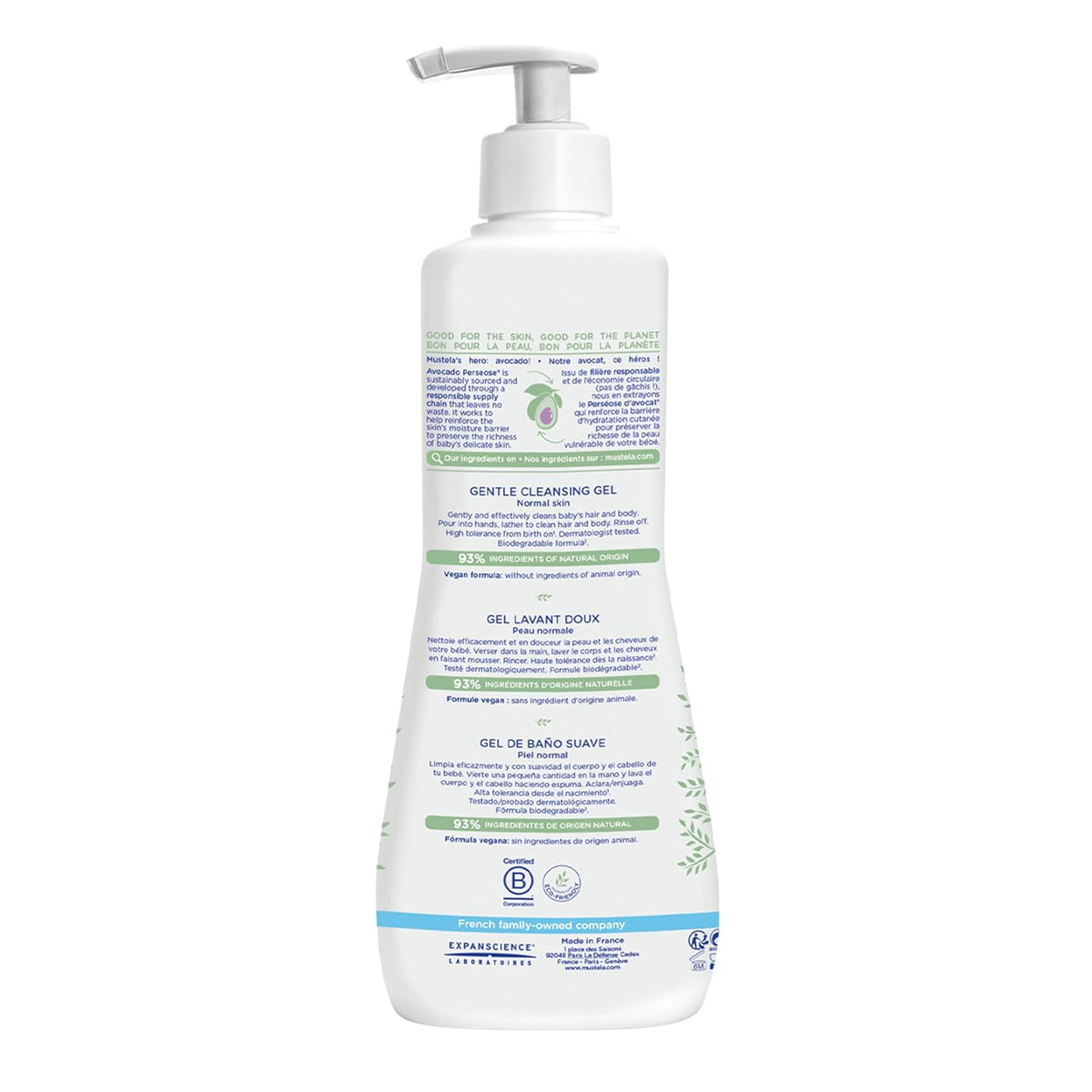 Mustela Gentle Cleansing Gel - Baby Wash for Delicate Skin and Hair - Newborn-Safe Cleanser - Made with with Natural Avocado Perseose - 1 or 2-Pack - Various Sizes
