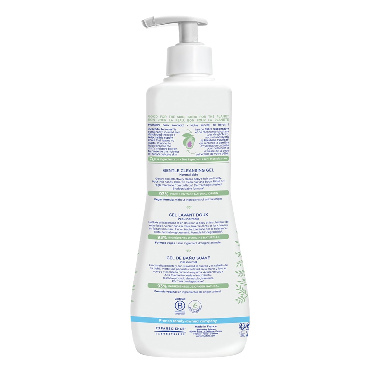 Mustela Gentle Cleansing Gel - Baby Wash for Delicate Skin and Hair - Newborn-Safe Cleanser - Made with with Natural Avocado Perseose - 1 or 2-Pack - Various Sizes